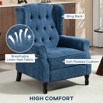 150° Reclining Vintage Armchair, with footrest, Royal Blue