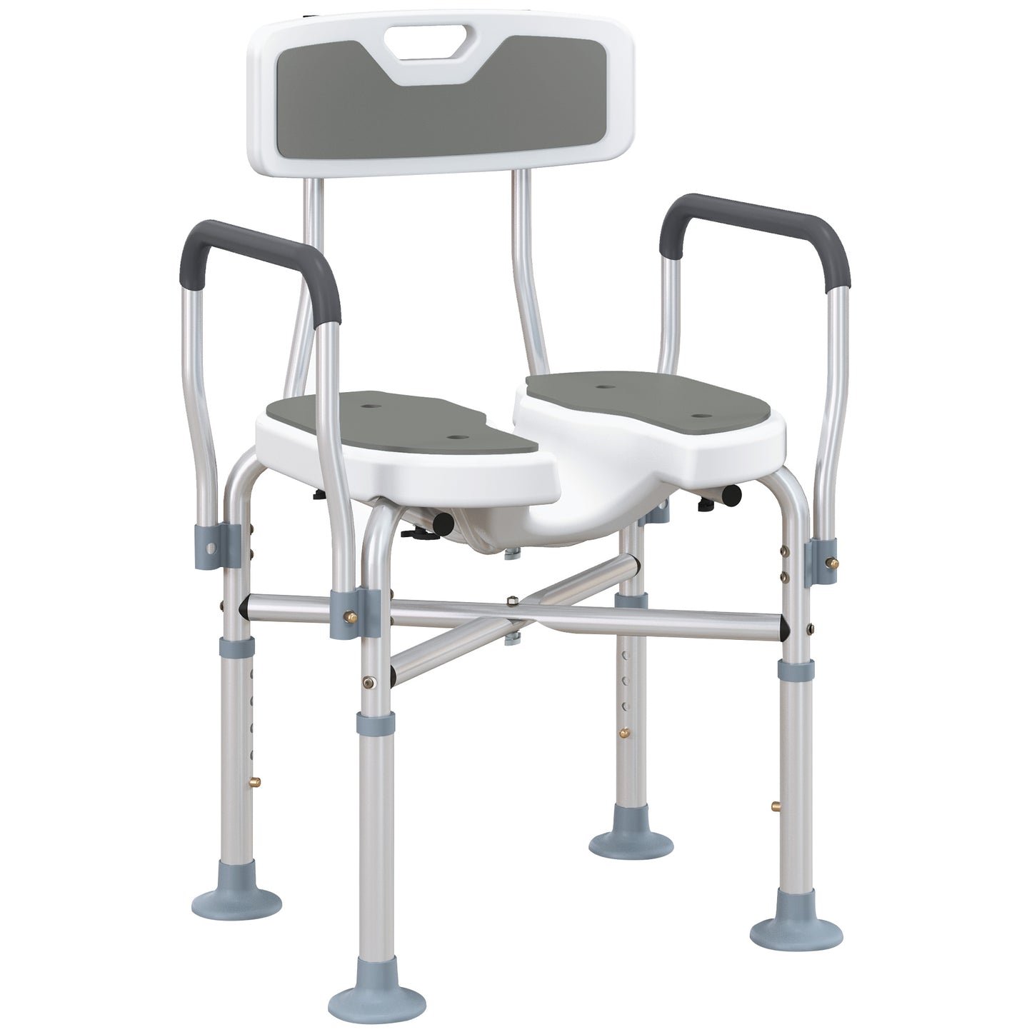 Shower Chair with Hygiene Cut-Out Seat and Reinforced Crossbars