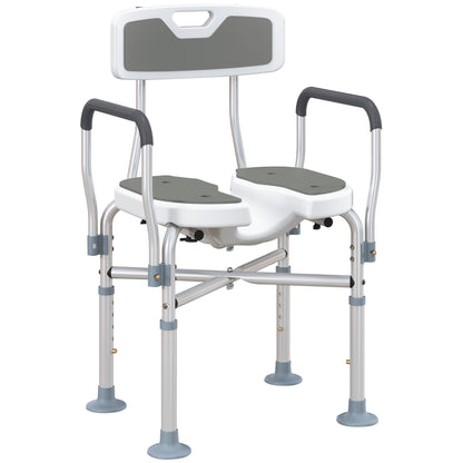 Shower Chair with Hygiene Cut-Out Seat and Reinforced Crossbars