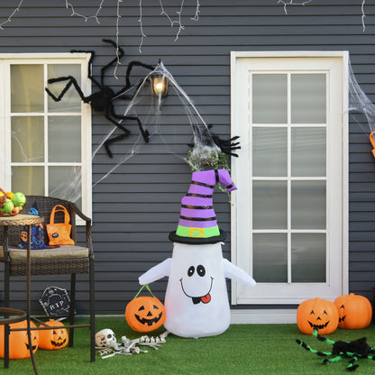 1.2m Witch Ghost Halloween Inflatable Decoration w/ LED Lights Fan Accessories Pumpkin Lantern Kids Adult Fun Weather-Resista