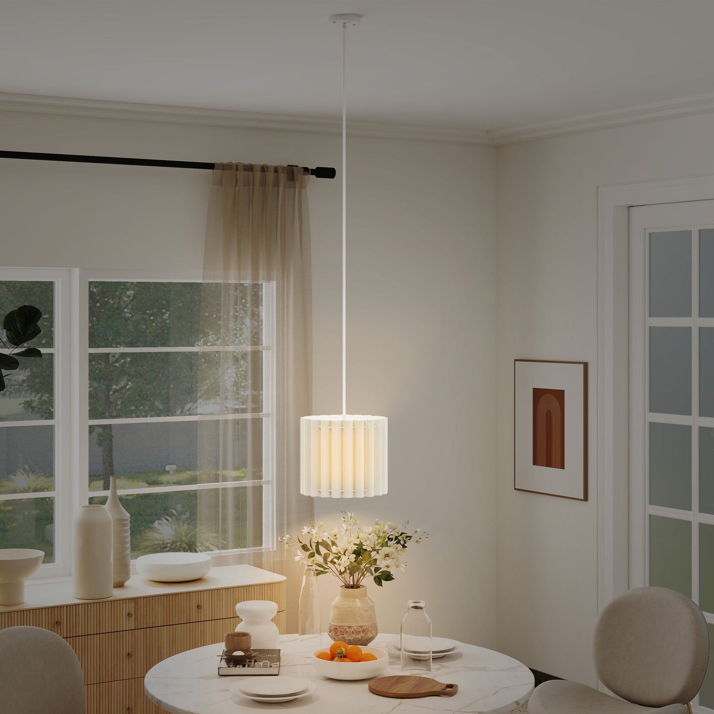 Linen Pendant Light, Bedside Ceiling Lamps with E27 Bulb, Modern Hanging Lights for Living Room, Bedroom, Kitchen, Hallway
