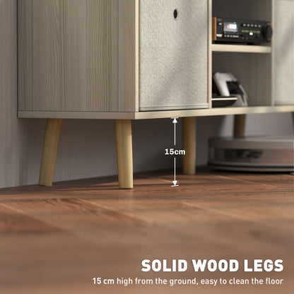 TV Cabinet Stand Unit for TVs up to 50'' with Foldable Drawers, Entertainment Centre for Living Room Natural