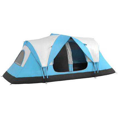 Camping Tent for 6 Man with 2000mm Water Resistant Rainfly and Carry Bag for Fishing Hiking Festival, Sky Blue