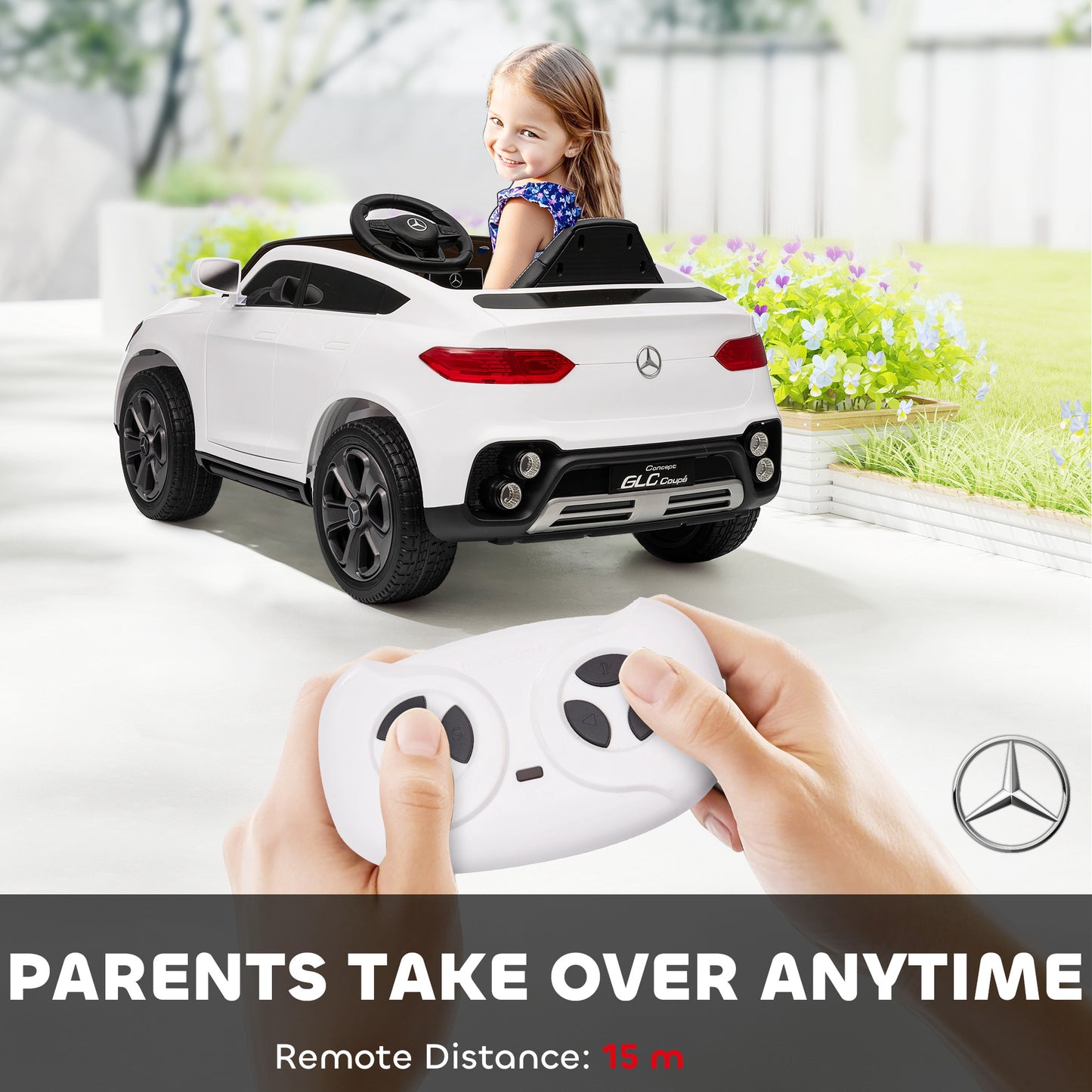 Mercedes-Benz GLC Licensed Kids Ride on Car with Remote Control, Soft Start, MP3, LED Headlights, White