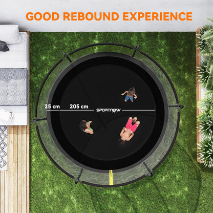 8ft Outdoor Trampoline with Enclosure Net, Spring Cover, Black