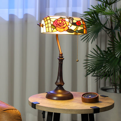 Tiffany-Style Rose and Butterfly Table Lamp - Multi