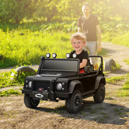Kids Ride On Car with Remote Control, Music, Horn, 4 Spring Suspension Wheels, LED Lights for 3-5 Years Old, Black