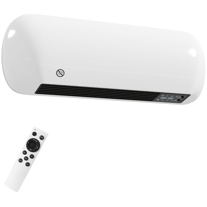 2000W Ceramic Electric Heater with Fan, Adjustable Thermostat, Wall Mounted - White