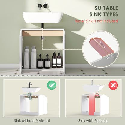 Under Sink Bathroom Cabinet, Bathroom Storage Cabinet with Soft-Close Doors, for Basin without Pedestal, White