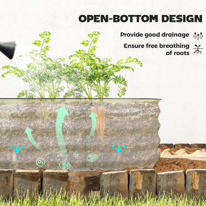 Galvanised Raised Garden Bed, Metal Planter Box with Safety Edging, for Flowers, Herbs, Succulents, Cream White