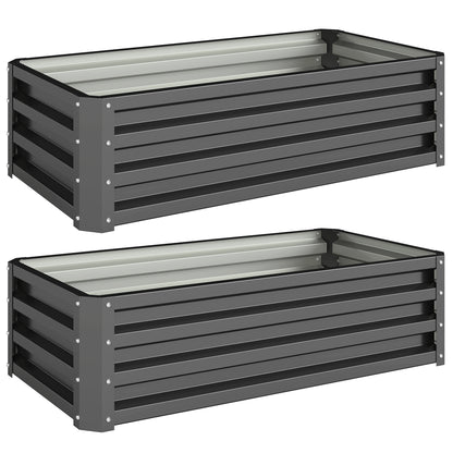Set of Two 110 x 50cm Steel Planter Boxes - Dark Grey
