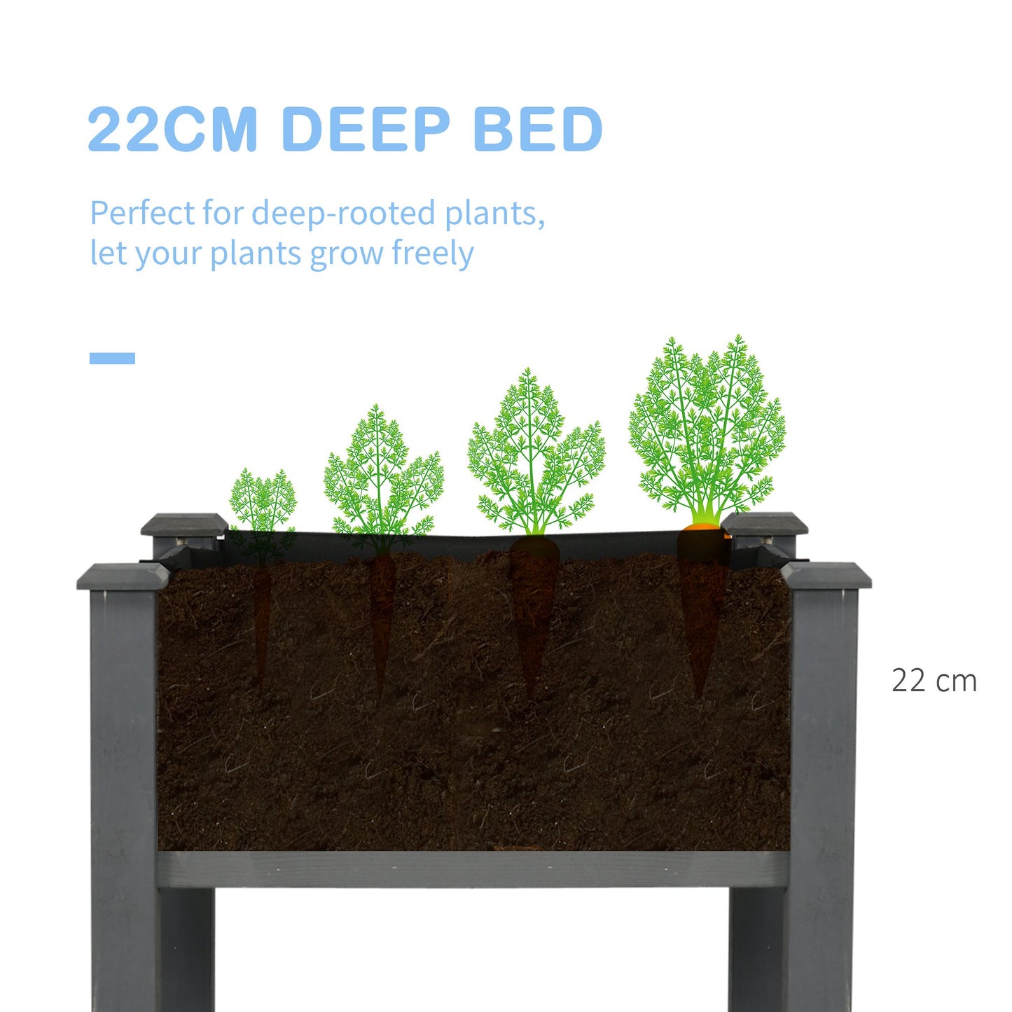Raised Bed for Garden, Wooden Elevated Planter Box with Bed Liner, for Flower Vegetable Herb, Dark Grey
