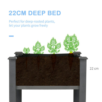 Raised Bed for Garden, Wooden Elevated Planter Box with Bed Liner, for Flower Vegetable Herb, Dark Grey