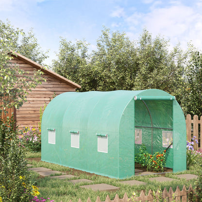 4 x 2 x 2 m Polytunnel Greenhouse with Roll-up Door and 6 Mesh Windows