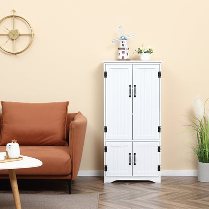 Accent Floor Storage Cabinet, Kitchen Cupboard Sideboard with Adjustable Shelves and 2 Lower Doors, White
