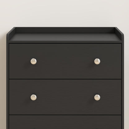 4 Drawer Chest of Drawers, Modern Dresser for Bedroom, Storage Cabinet for Living Room Entryway, Black Wood Effect