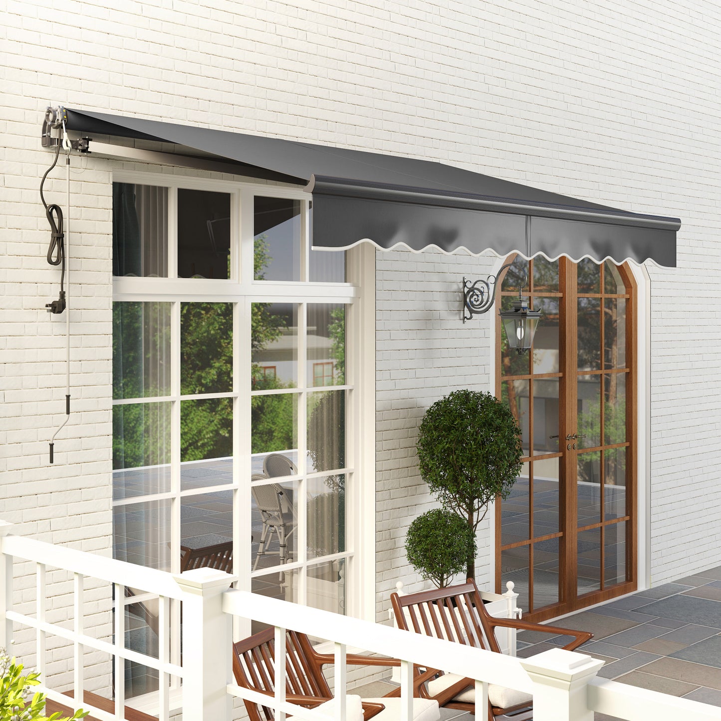 3 x 2.5m Electric Awning with Remote Controller, Aluminium Frame DIY Retractable Awning