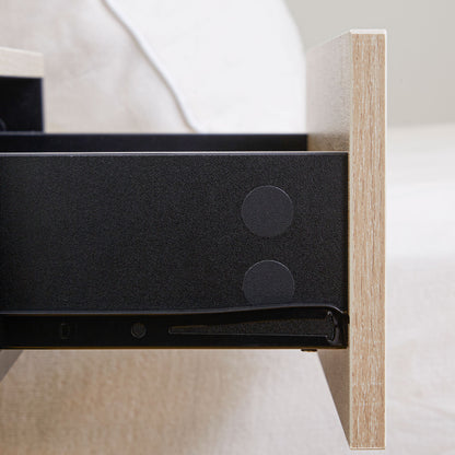 Floating Bedside Table Set of 2, Wall Mounted Bedside Cabinet with Drawer and Open Shelf, Modern Nightstand for Bedroom