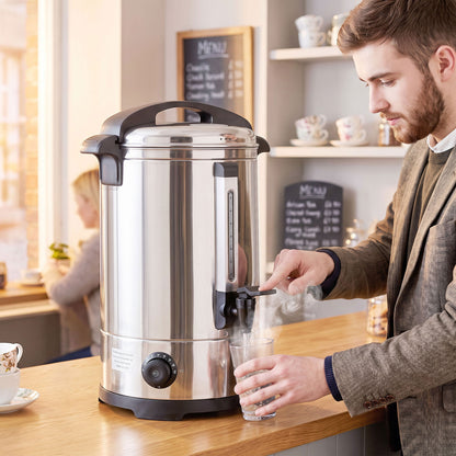 13L Catering Urn, 2500W Stainless Steel Hot Water Boiler Dispenser with Thermostat, Keep Warm Function and Easy Pour Tap