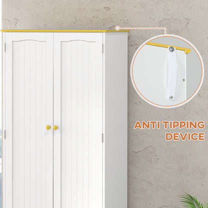 Freestanding 4-Door Kitchen Cupboard, Storage Cabinet Organizer with 4 Shelves, 183cm, White