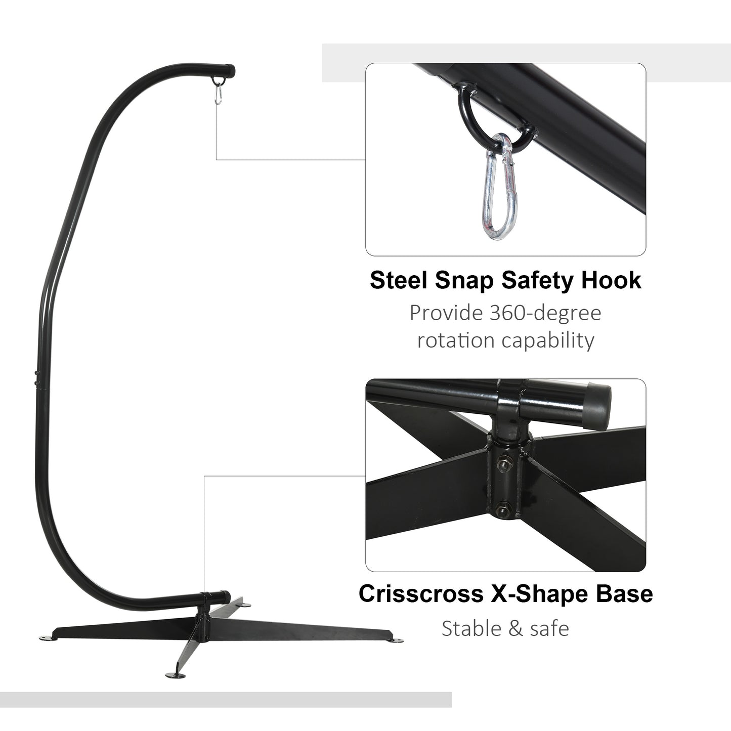 Hanging Hammock Stand Hammock Chair Stand C Stand Steel Heavy Duty Stand for Hanging Hammock Air Porch Swing Chair Indoor Out