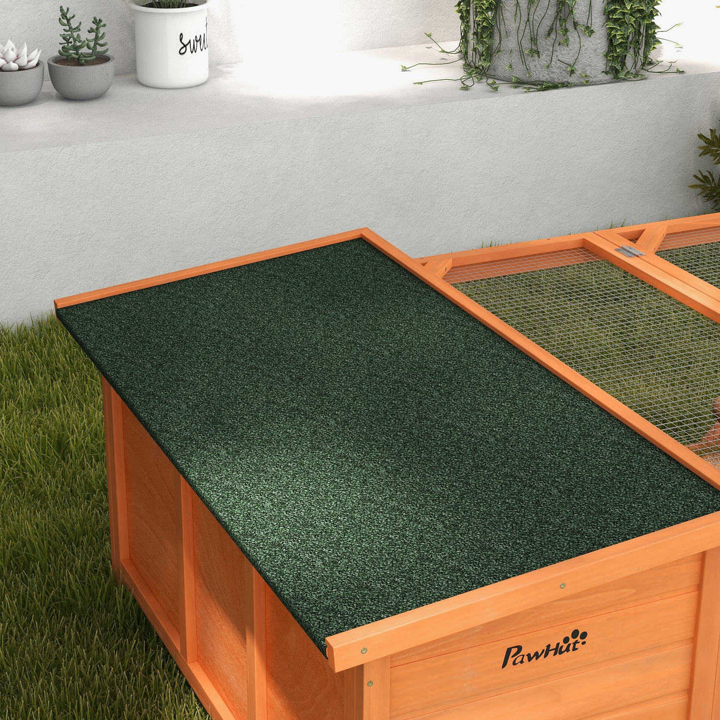 Rabbit Hutch Outdoor Guinea Pig Hutch with Run Small Animal Off-ground Duck House Hideaway Garden with Openable Roof 125.5 x
