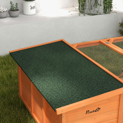 Rabbit Hutch Outdoor Guinea Pig Hutch with Run Small Animal Off-ground Duck House Hideaway Garden with Openable Roof 125.5 x