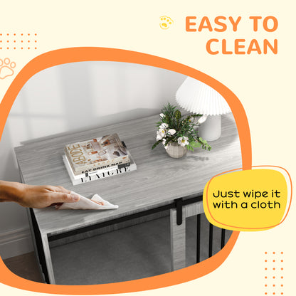 46.46'' Dog Crate Furniture with Removable Cushion & Security Latch for Extra Large Dogs - Grey