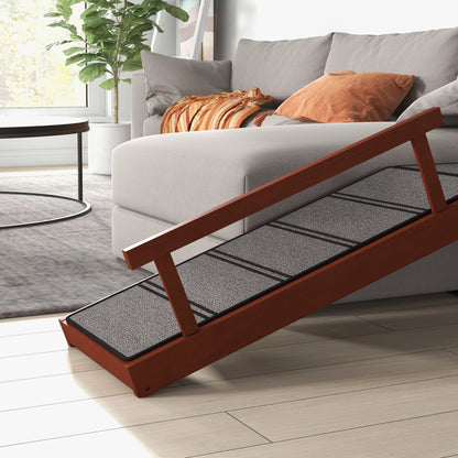 Wooden Dog Ramp with Removable Guardrails, Non-Slip Surface, 125 cm Long, Brown