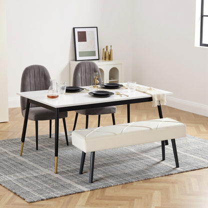 Upholstered Hallway Bench, End of Bed Bench with X-Shape Design and Steel Legs, Cream