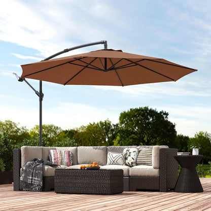 3 m Overhanging Cantilever Parasol, with Cross Base - Coffee