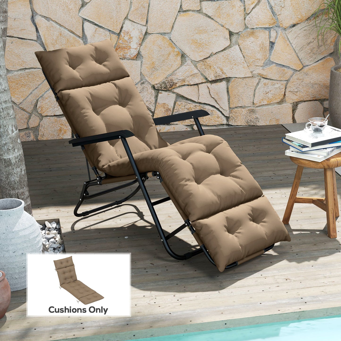 Sun Lounger Cushion Only, 190 x 56 x 10 cm Garden Lounge Chair Cushion, UPF20+ 220gsm Fabric