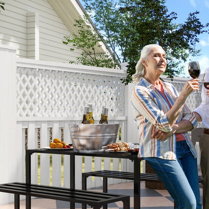 3-Piece Outdoor Picnic Table & Bench Set – Black