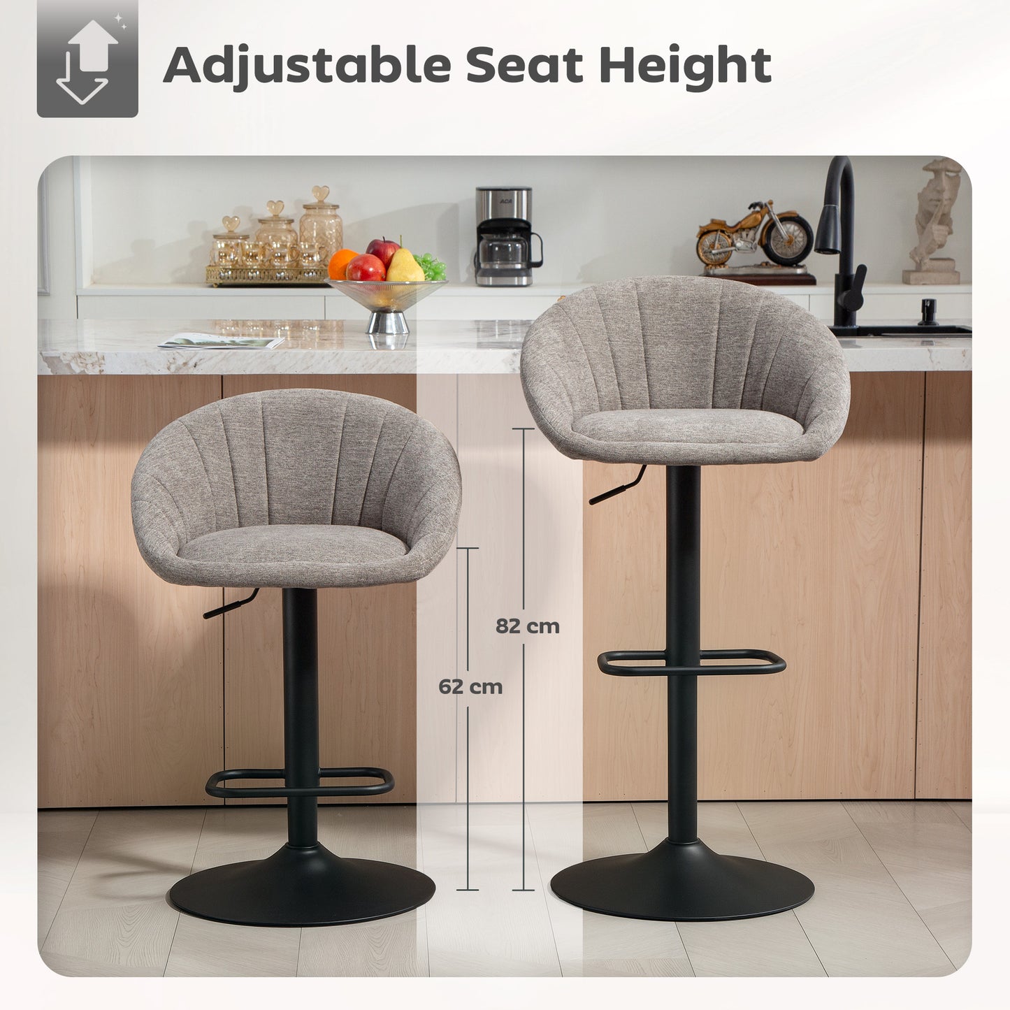 Set of Two Relaxed Tub Bar Stools - Grey