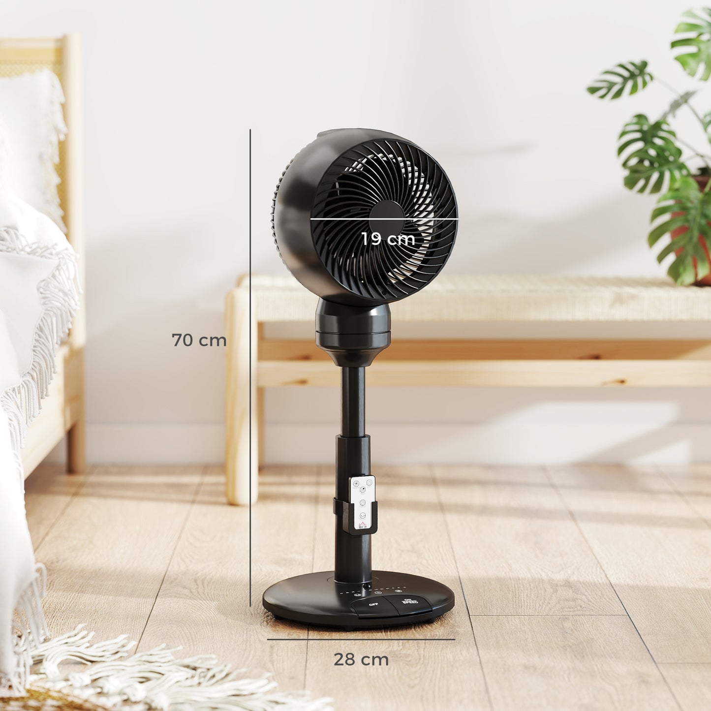 Air Circulator Fan Pedestal Cooling Fan with 3 Speed 3 Mode and Remote Control, 9 Inch, Black