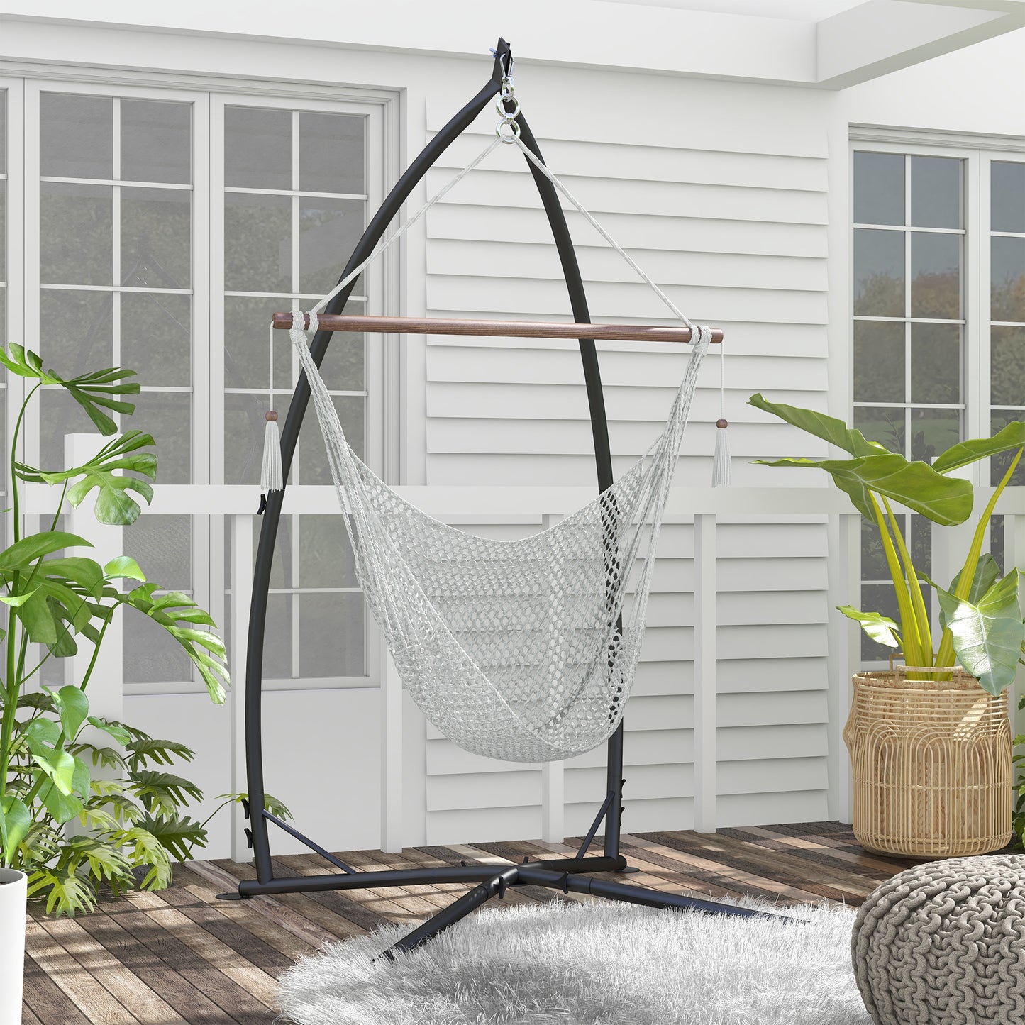 Hammock Chair Stand, Hanging Heavy Duty Metal Frame Hammock Stand with Chain, for Hanging Hammock Air Porch Swing Chair