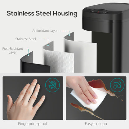 12L Sensor Bin, Automatic Touchless Motion Sensor Kitchen Bin with Fingerprint Resistant Stainless Steel, Black