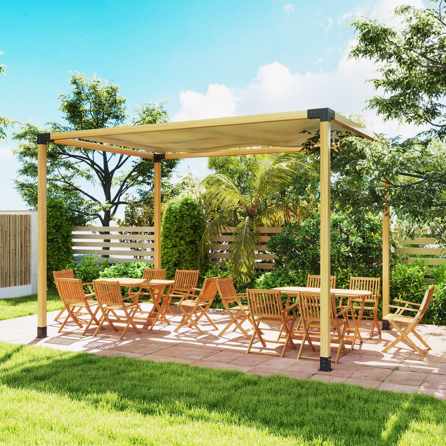 Pergola Kit, DIY Pergola Brackets with 3-Way Pergola Corner Brackets and Post Base for 92mm Lumber