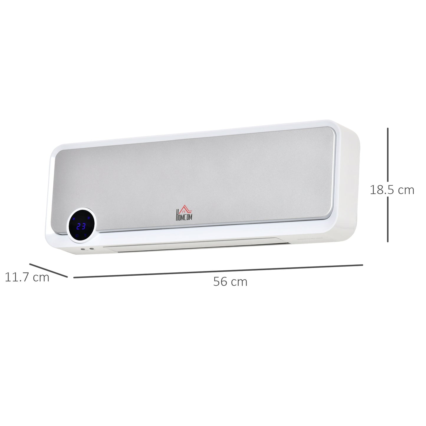 Wall Downflow Heater 2 Heat and Fan 1000W/2000W, Electric Space Heater with Timer Remote Oscillating