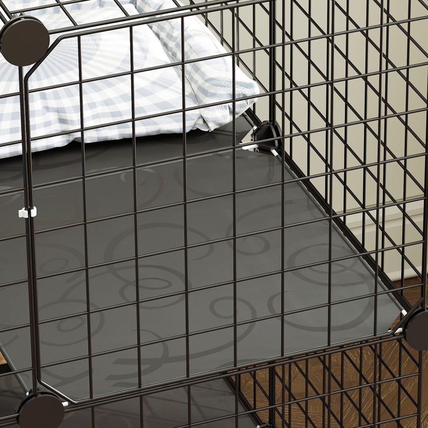 Indoor Cat Cage DIY Customizable 2-Tier Indoor Cat Enclosure with 2 Doors and Hammock 70 cm Black