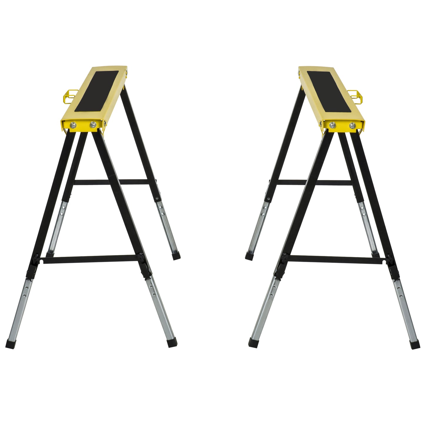 2PCS Saw Horse Twin Pack Folding Workbench Adjustable Metal Trestle Stands with Non-slip EVA Surface for Sawing Work Max Load