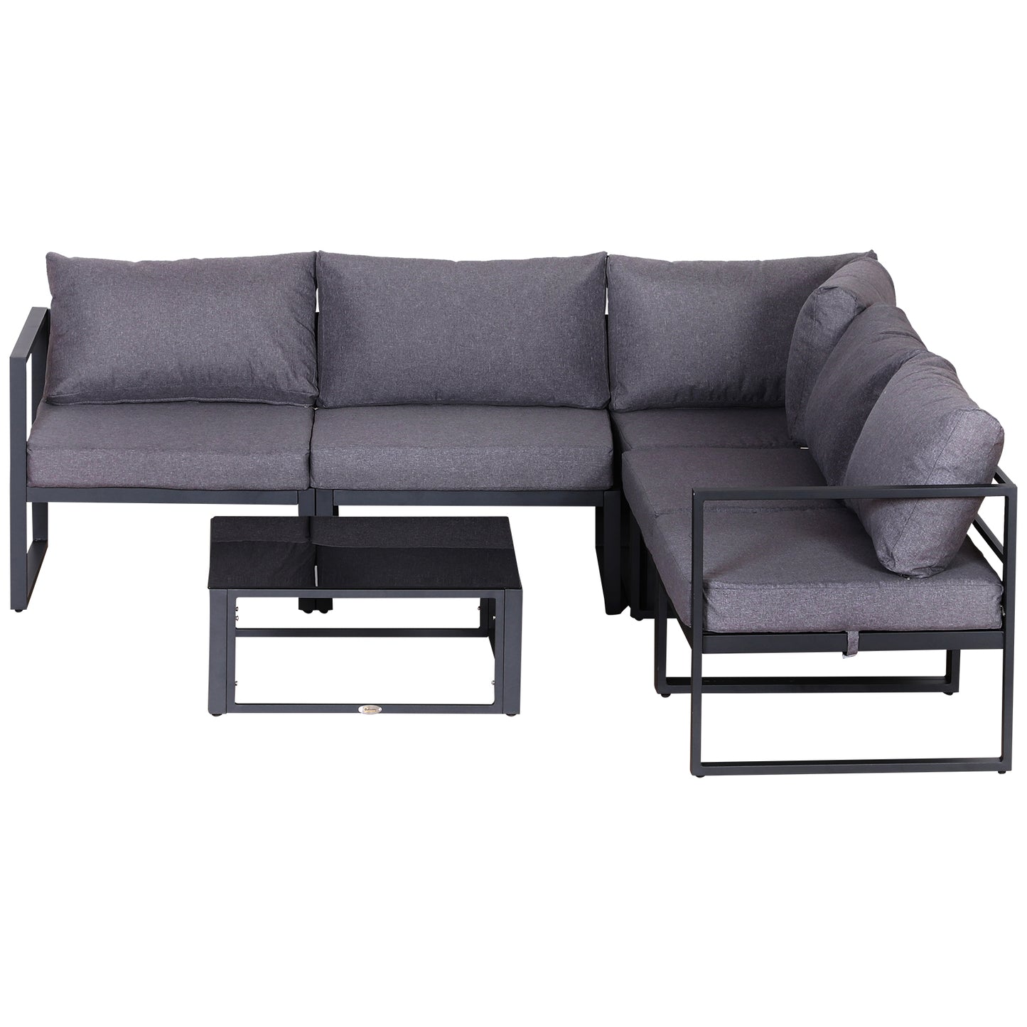 5 Seater Aluminium Garden Furniture Set, Garden Sofa Set with Thick Cushions for Patio and Balcony, Outdoor, Grey