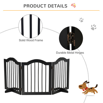 Freestanding Dog Gate Wooden Stair Gate for Dogs with Support Feet Foldable Pet Fence Safety Barrier for the House Doorway St