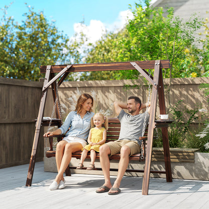Three-Seater Wooden Swing Bench