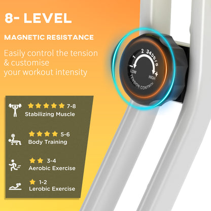 Folding Exercise Bike, Fitness Bicycle Indoor Trainer, Quiet 8-Level Magnetic Resistance, with LCD Monitor