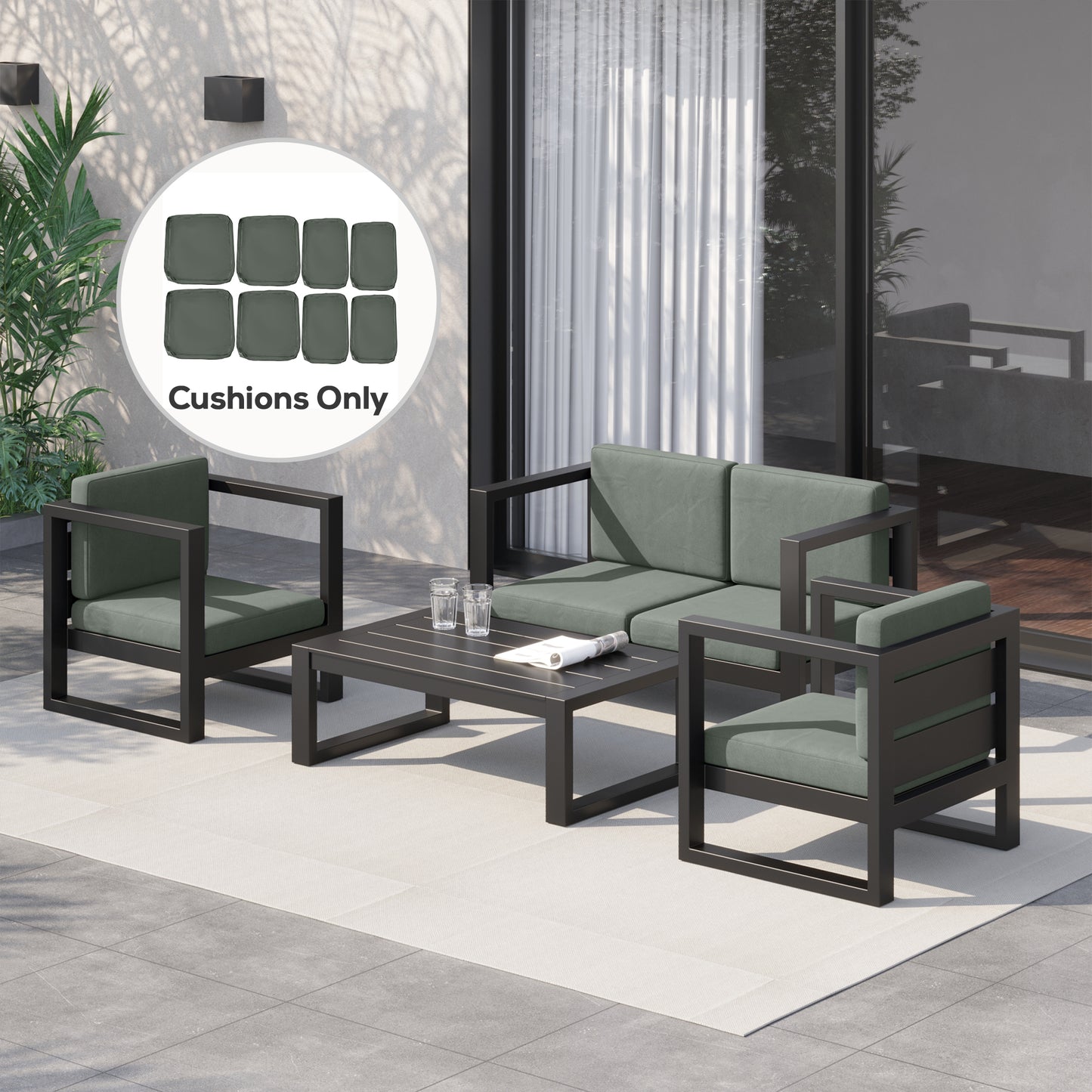 Replacement Cushion Cover Garden Rattan Patio Furniture Seat Cover Polyester Outdoor Deep Grey- No Cushion Included