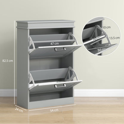 Two-Drawer Minimalistic 10-Shoe Cabinet - Grey
