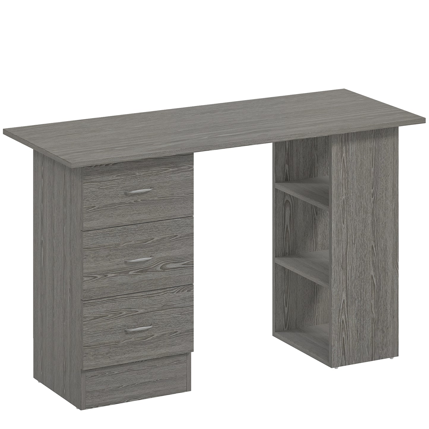 Computer Desk with Drawers, Home Office Desk, Writing Table, PC Workstation with 3 Storage Shelves for Working, Study