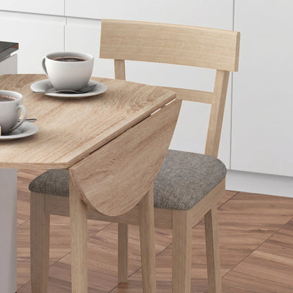 Folding Dining Table for 4, Round Drop Leaf Table, Modern Space Saving Small Kitchen Table with Wood Legs for Dining Room