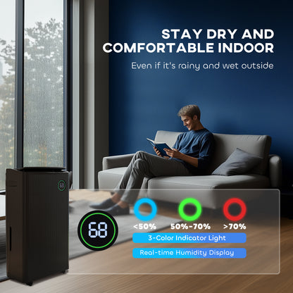 5500mL Portable Dehumidifier with Air Purifier, UVC, Ioniser, 24H Timer, 5 Modes, 16L/Day, for Home Laundry, Black